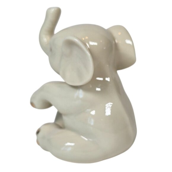 Lenox Elephant Figurine Calf Baby Figure 2.5 inch Sitting Trunk Up Minimalist - Picture 6 of 8